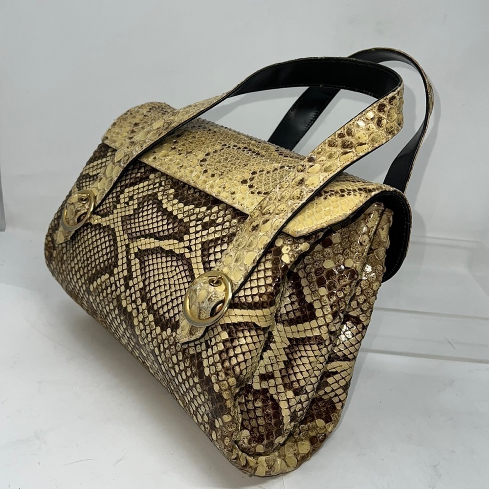 Vintage Bellestone Genuine Rattlesnake Skin Satchel Handbag